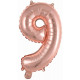 Mini number 9 rose gold foil balloon N16 wrapped 3