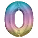 Big number 0 rainbow pastel foil balloon N34 v