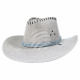 Lniana czapka kowbojska wygląda na jasnoszarą wstą