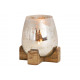 Lanterna su base in legno di mango in vetro di cha