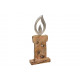 Aufsteller Kerze mit Metall Flamme aus Holz Braun 