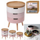 bedside table chest 3 levels pink