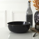 black salad bowl with gold rim d25cm