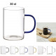 mug en verre anse coloree 30cl, 6-fois assorti