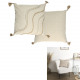 Pillow beige and white with tassels 40x40cm