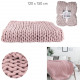 plaid grosse maille chunky rose 120x150cm