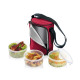 Food carrier FRESHBOX, with 3 cans 0.8 l, Bordeaux