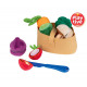 Plush Vegetable set in basket with knife 14 pieces