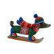 Teckel sur skis en poly, 12x3x7.5cm
