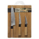 tabla de cortar de bambú + cuchillos