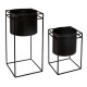 metal pot with support x2, black