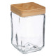 vierkante glazen pot + grenen 1.7l, transparant