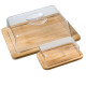 caja de queso + plato de mantequilla de bambú, tra