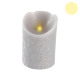 bougie LED pilier mandala cire gris clair d7,5*h11