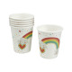 set of 6 paper cups 23cl rainbow