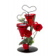 Metalen decoratiehart met rode rozen voor theelich