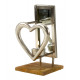 Herz vor Spiegel auf Holzsockel für Teelicht h=24c