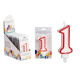 birthday candle number 1 white red border