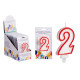 candle birthday numbers 2 white edge red