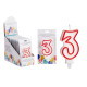 birthday candle numbers 3 white edge red