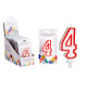 birthday candle number 4 white with red border