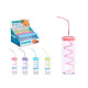 spiral straw glass, colors 4 times assorted 330ml