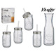 set of 1l pitcher and 40cl. jars with straws