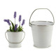 bucket with white handle silver edge