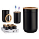 black toothbrush holder with bamboo lid