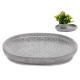 plate cement embossed wicker oval