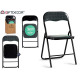 folding chair pvc glossy black legs h