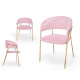 sedia cromata oro con schienale imbottito rosa