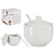 white sugar bowl with spoon