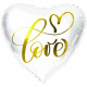 Fólia léggömb szív alakú fehér 'Love' - 45