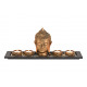 Buddha con 4 portacandeline, vassoio in legno, dec