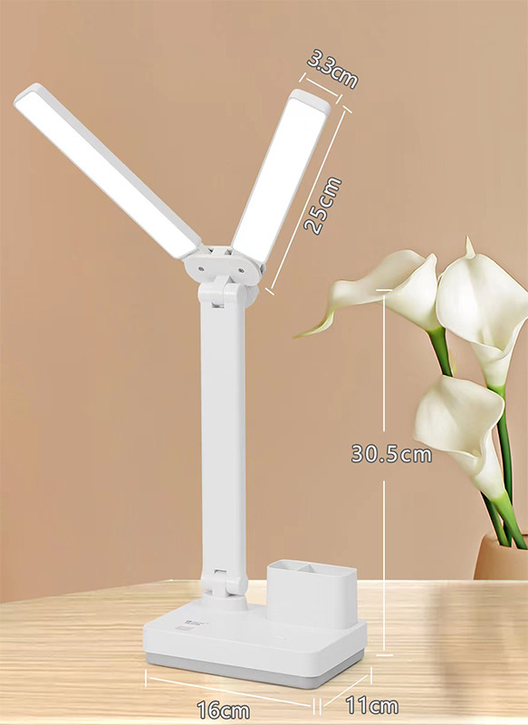 -LED-Doppelkopf Schreibtischlampe USB/AKKU