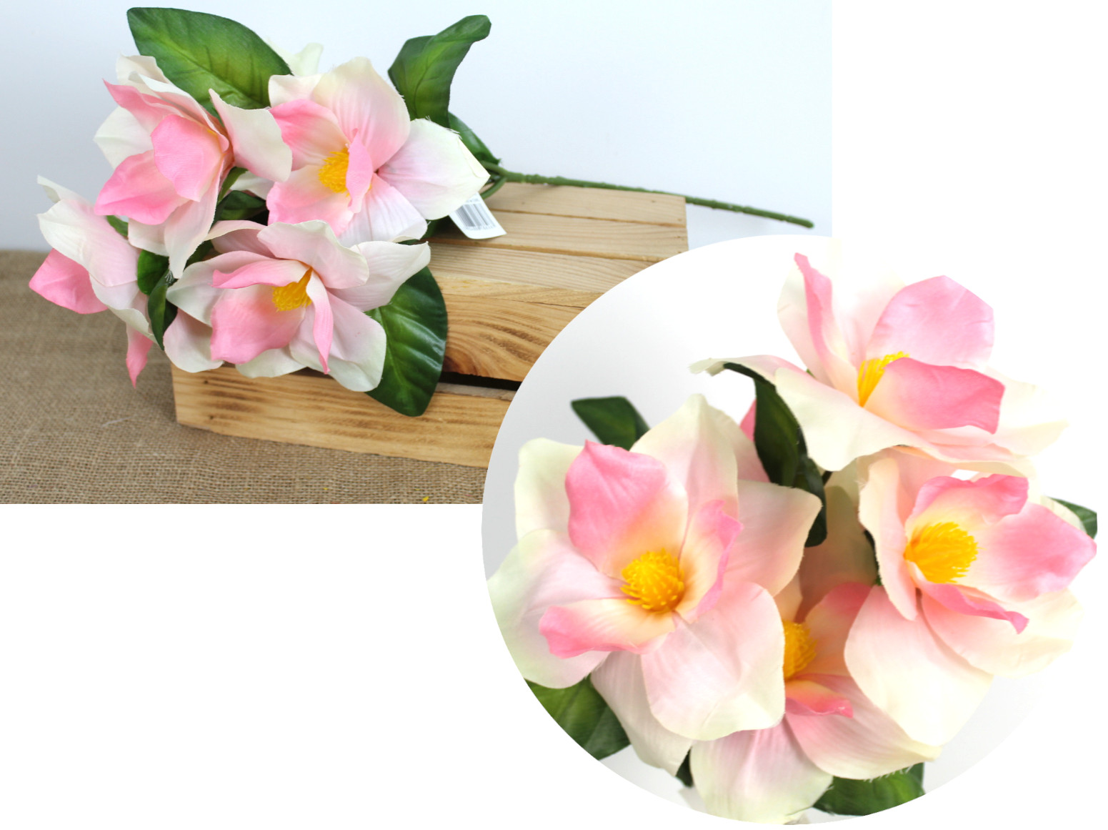  Strauß Magnolia Höhe 60 cm (5 Blüten 14 cm) rosa