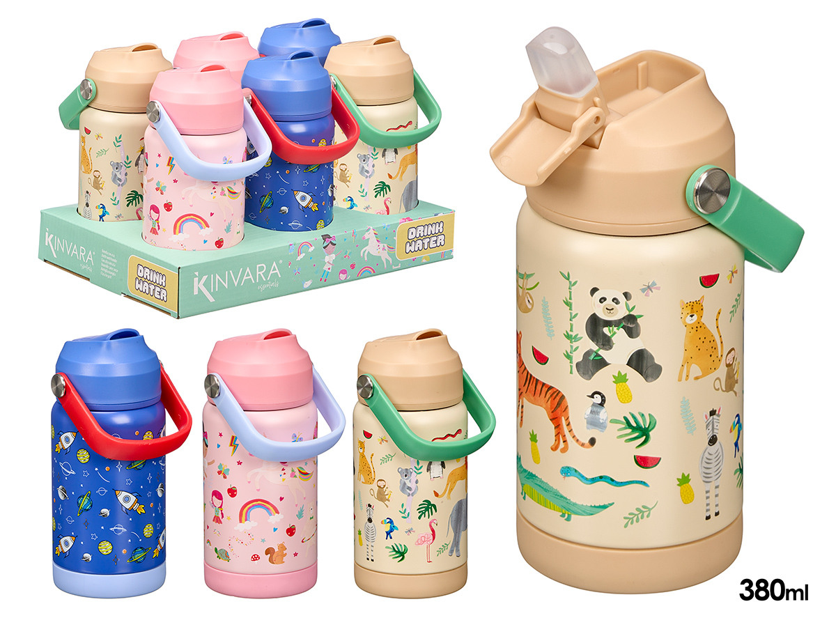  Biberon enfant 380 ml avec poignée, 3 fois assorti