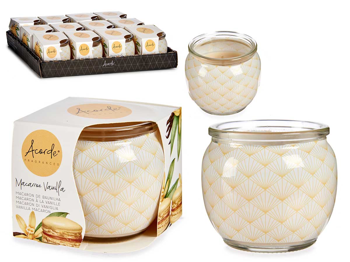  bougie en verre macarons vanille