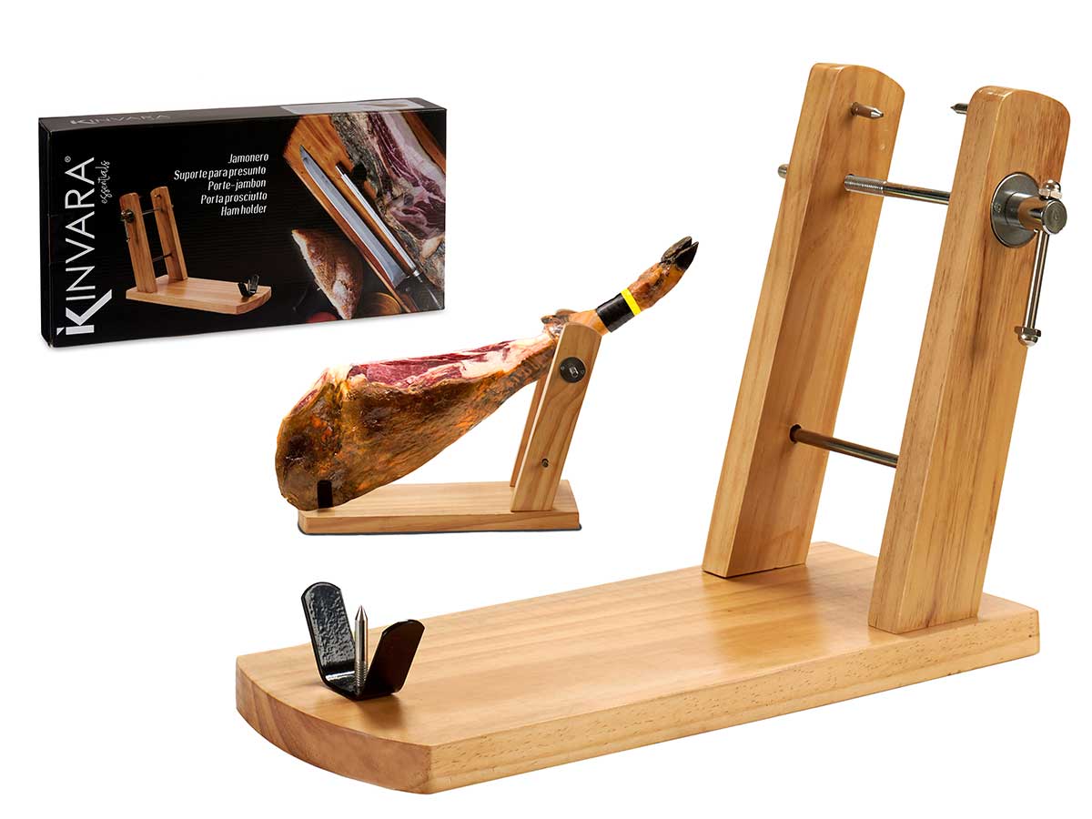  Porte-jambon à double bras en bois de pin naturel