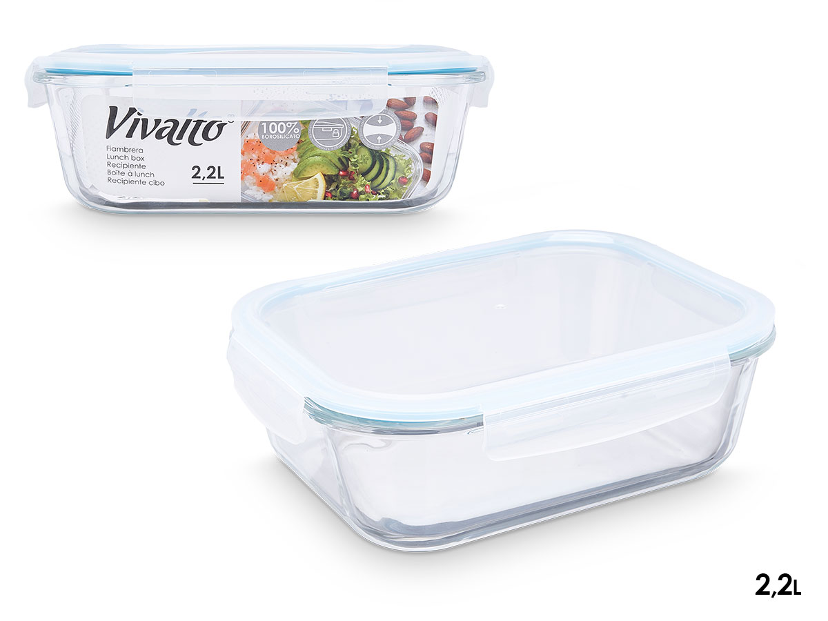 -Borosilikat Lunchbox mit Silikondeckel 2260ml