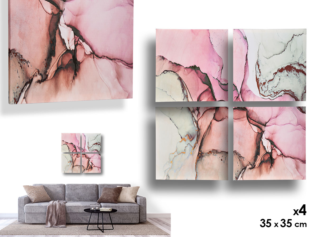  Leinwand 4 Stück rosa Marmor 35x35cm