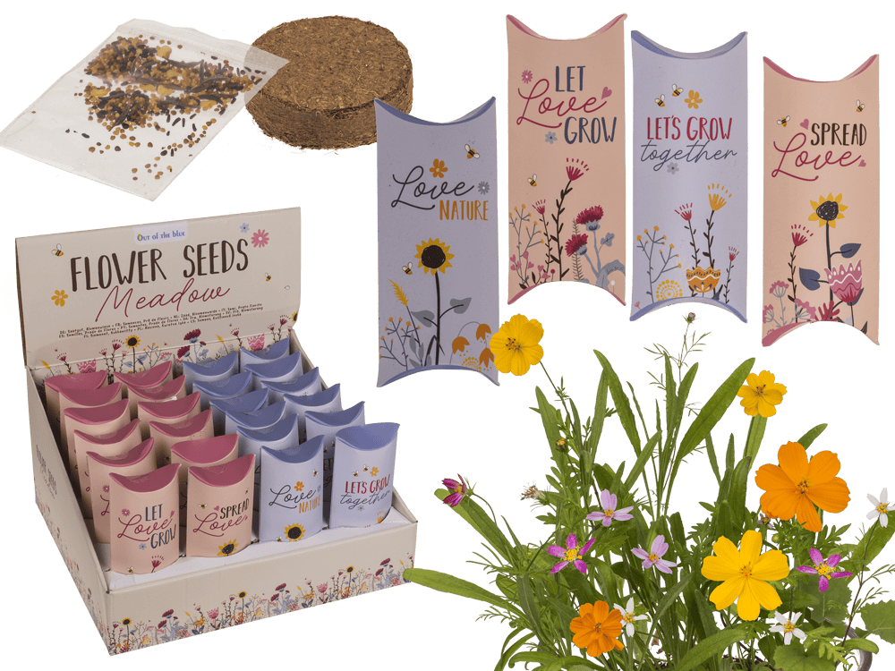  Blumensamen, Blumenwiese, mit gepresster Erde,