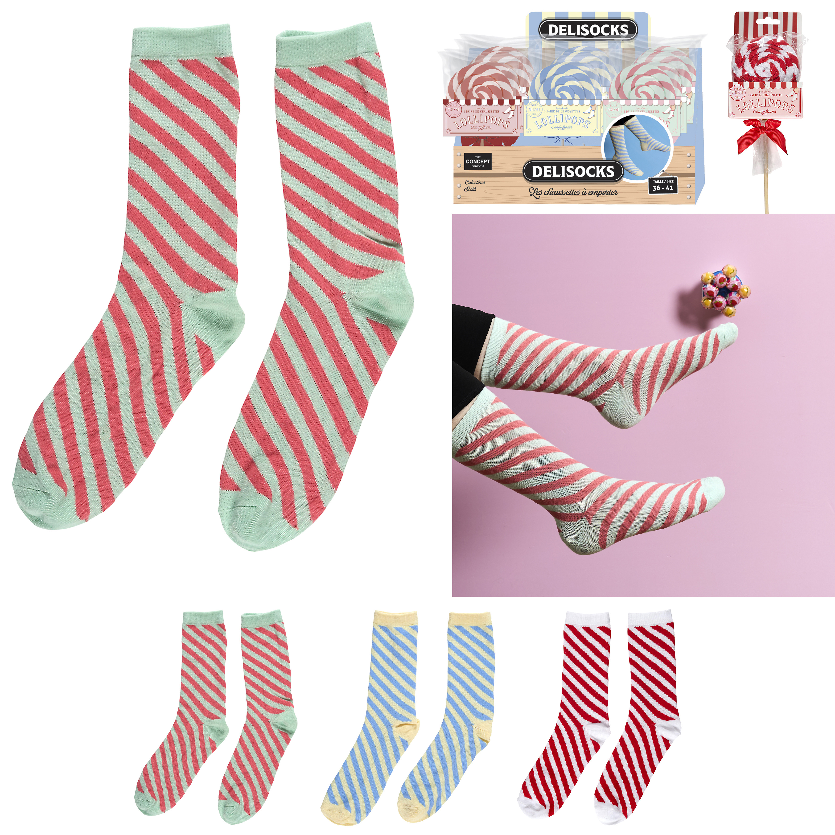  Delisocks Lollipop-Socken Display, 3 mal Arsch