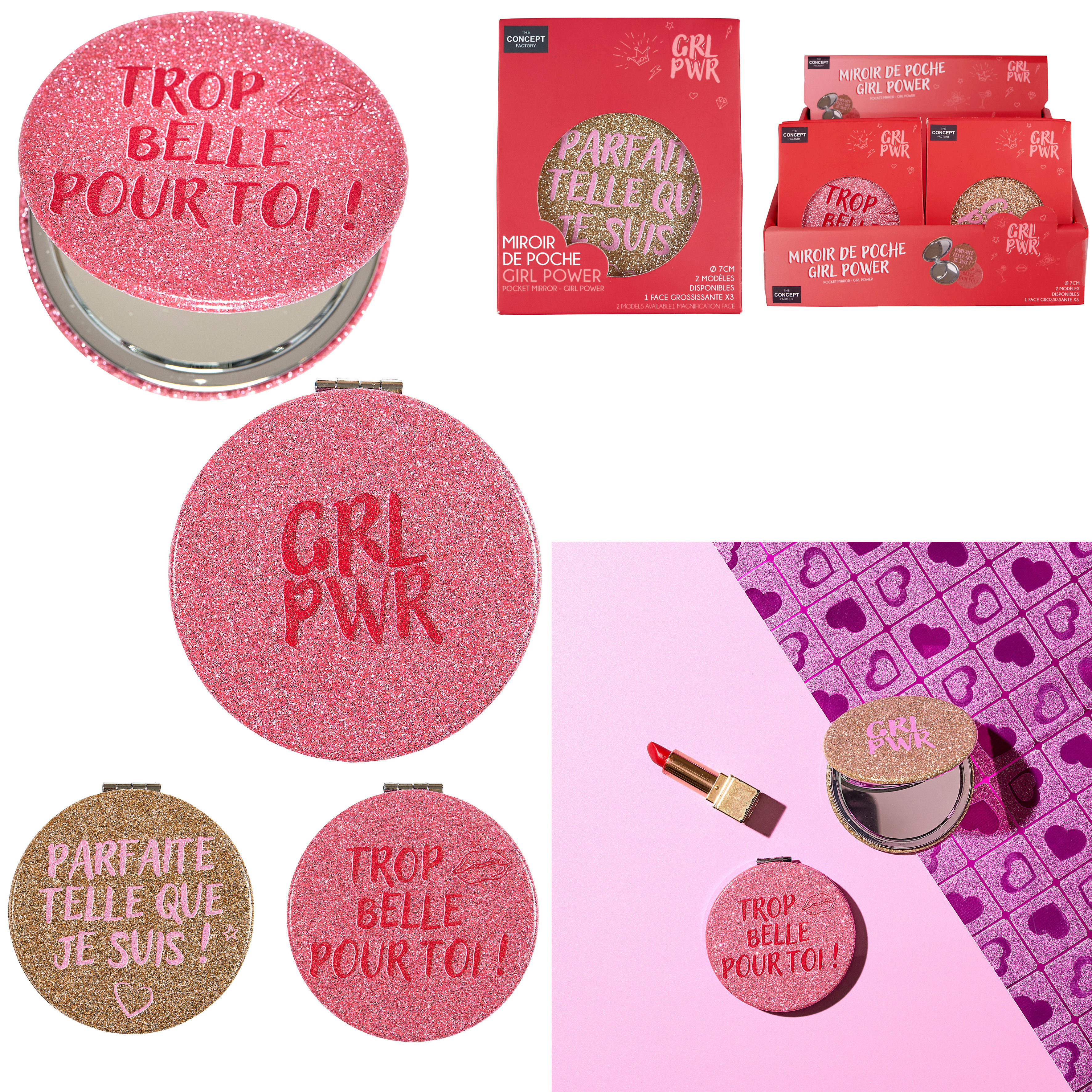  pocket mirror co grl pwr, 2- maal geassorteerd