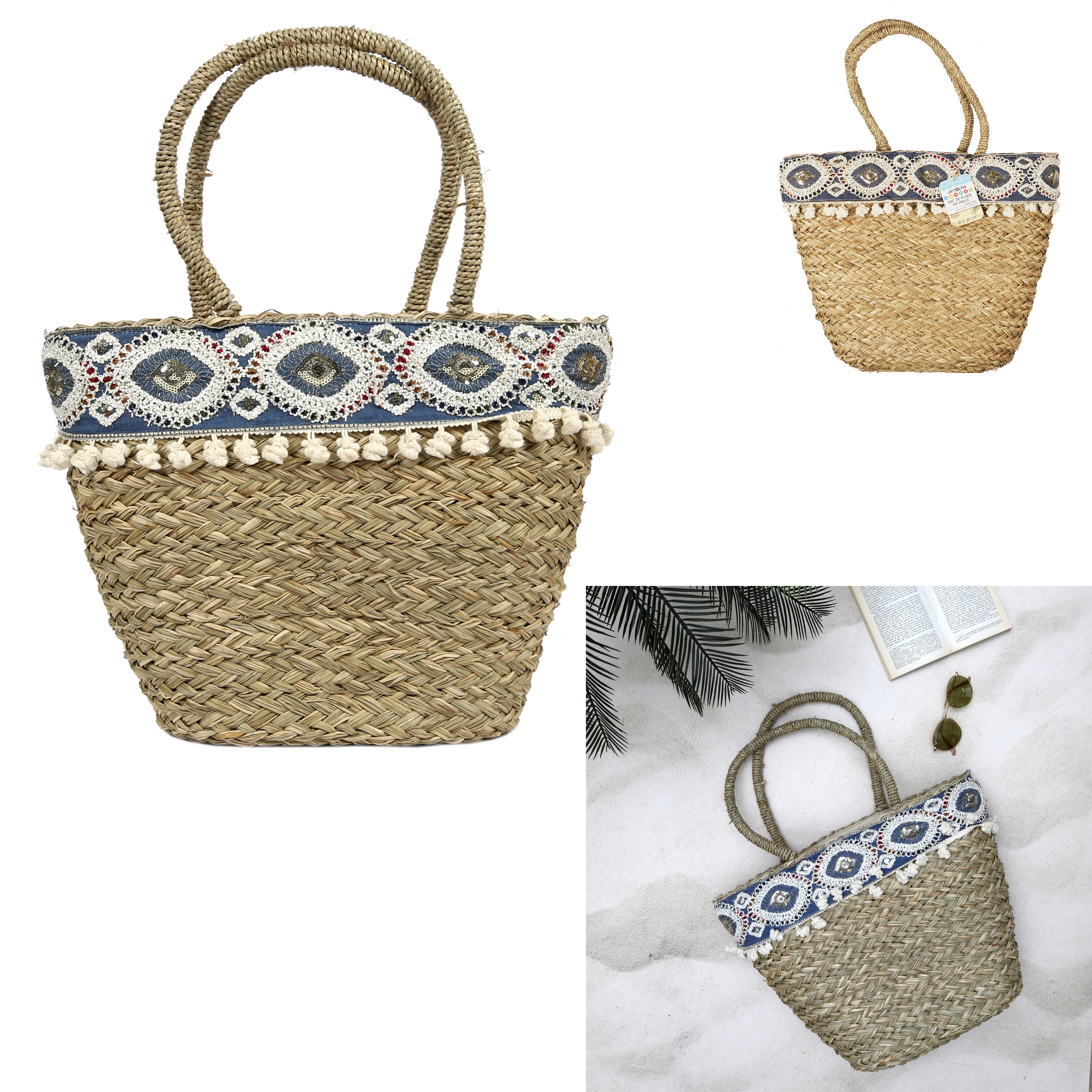  sac de plage en paille 49x30cm
