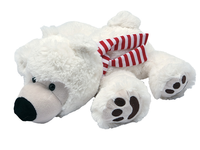 Peluche ours polaire avec écharpe 27x27x11cm