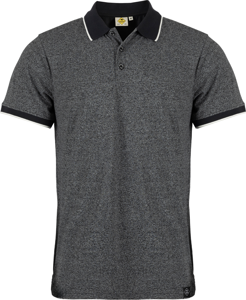  Herren Polo-Shirt, L, schwarz melange
