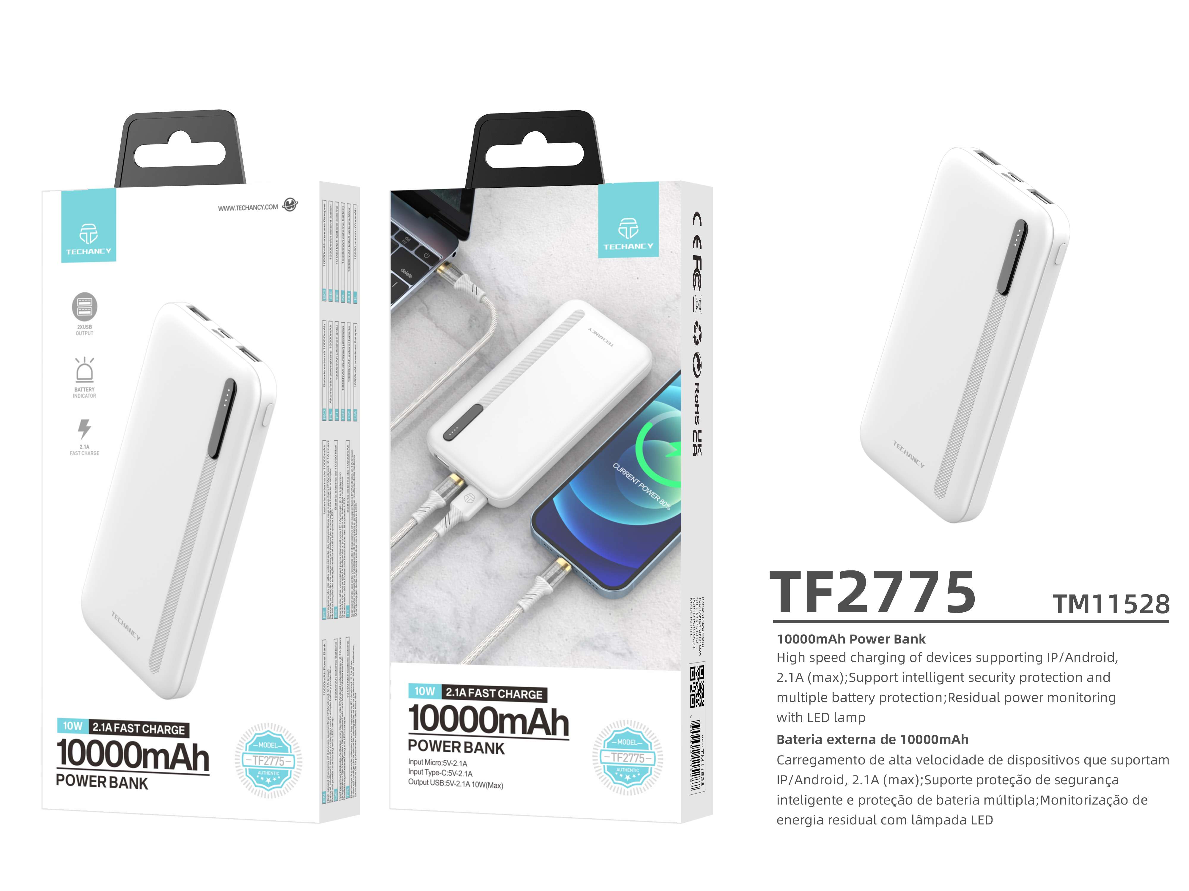  P7 POWER BANK 10000mAh 10W SNELLADER WIT