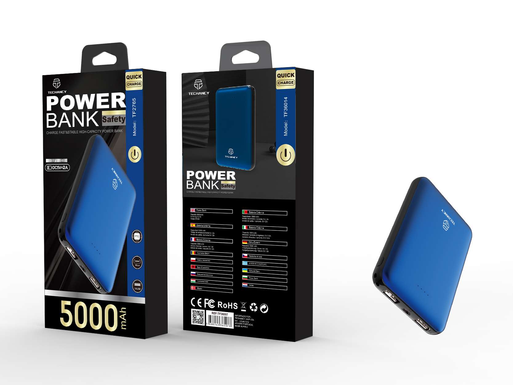  Powerbank 5000Mah 2A 2Usb Blauw